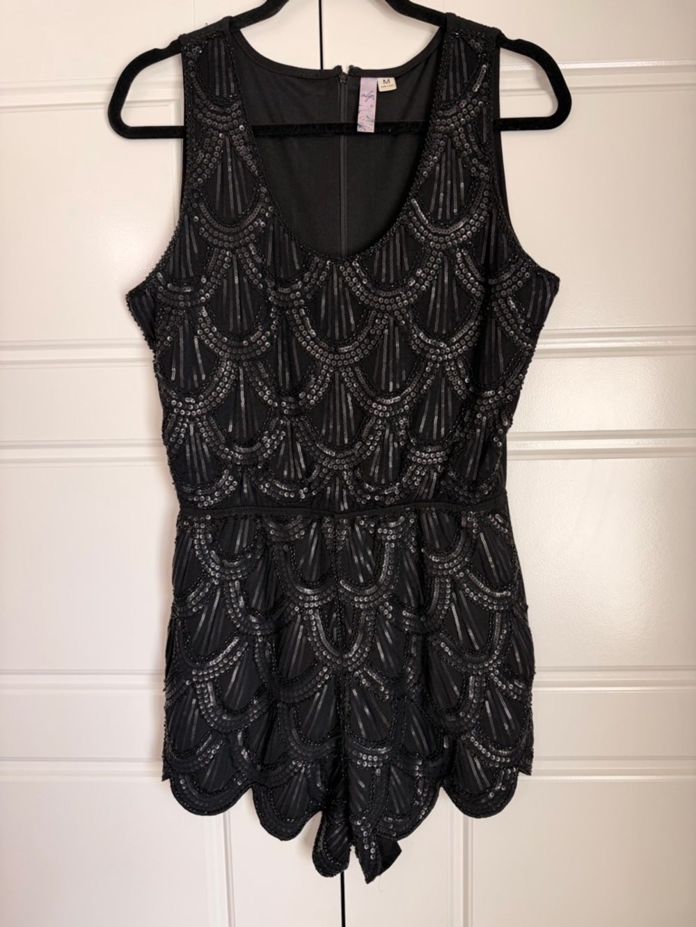 Black Sequins and Beaded Romper